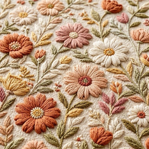 Wool Wildflower Meadow – Terracotta & Pastel Cottagecore Luxury 
