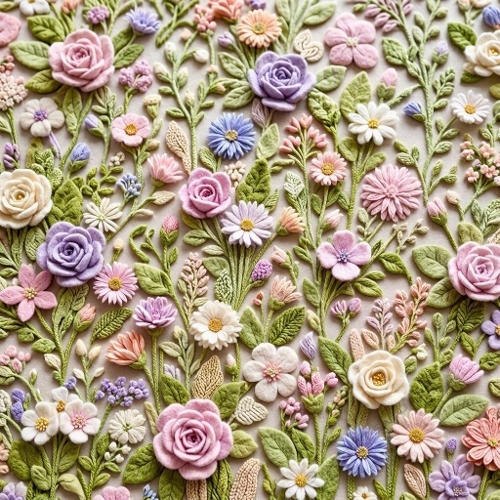  Felted Wool Garden – Pastel Wildflower Luxury & Soft Textured Depth 