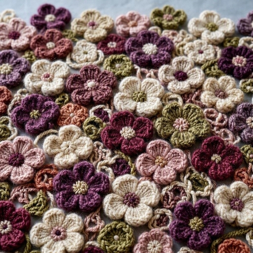  Wool Sculpted Wildflowers – Prune & Bordeaux Romantic Luxury