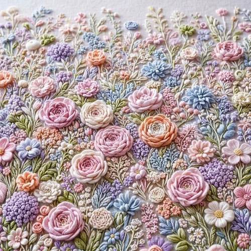 Wool Fairy Meadow – Pastel Enchanted Wildflowers & Soft Textured Depth