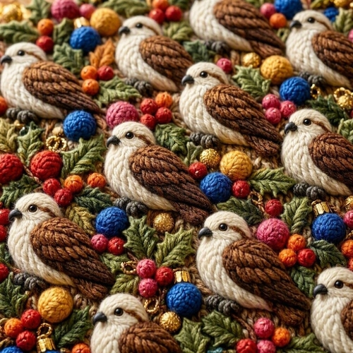 Cobalt Holiday Wool Ospreys – 3D Felted Plumage & Vibrant Winter Ornaments 