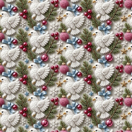 Cobalt‑Gold Wool Ospreys – 3D Sculpted Plumage & Vibrant Holiday Berries (8K 