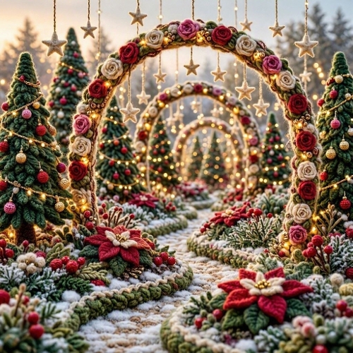 Snowlit Noël Wool Garden – 3D Crochet Winter Parterres & Radiant Holiday Magic 