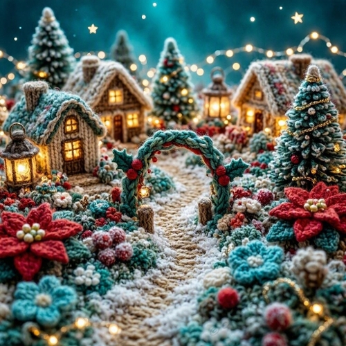 Tiny Noël Wool Wonderland – 3D Crochet Snow Paths & Sparkling Holiday Magic