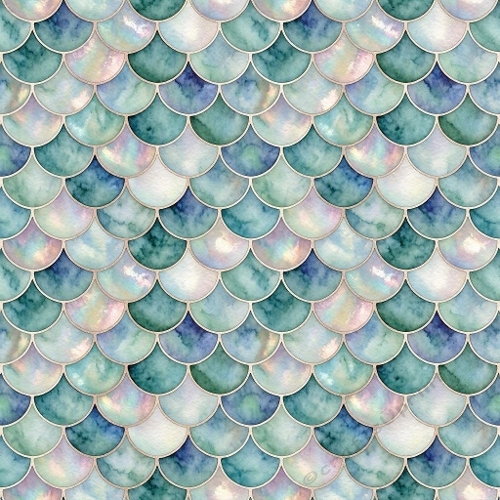 Iridescent Teal & Turquoise Scale Pattern 