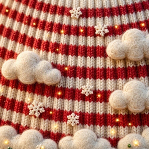 Crocheted Peppermint Clouds – 1024×1024 Festive Candy Cane Stripe Scene
