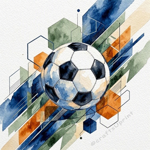 Modern Masculine Watercolor Football with Elegant Geometric Shapes 