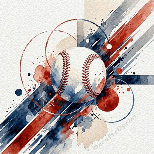 Modern Masculine Watercolor Basketball with Abstract Geometric Shapes 