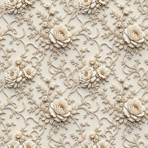 Seamless Luxury Embossed Floral Lace Pattern with Victorian Roses – Premium Couture Style (8K)