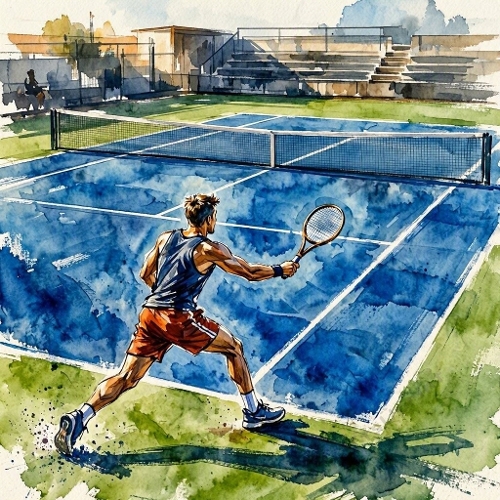 Watercolor Tennis Player Art
