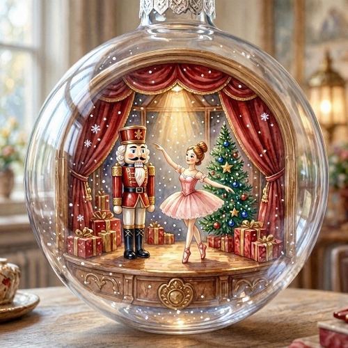 Watercolor Nutcracker & Ballerina Christmas Ornament Art