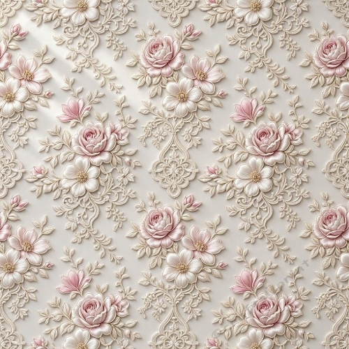 Seamless Luxury Botanical Lace Pattern with Roses & Peonies – French Couture Elegance