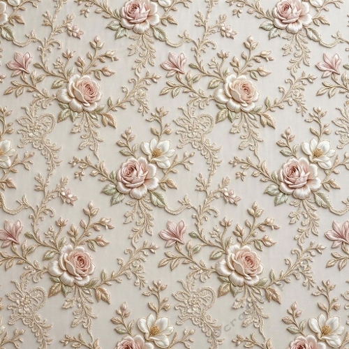 Seamless Luxury Botanical Lace Pattern with Roses & Peonies – French Couture Elegance 