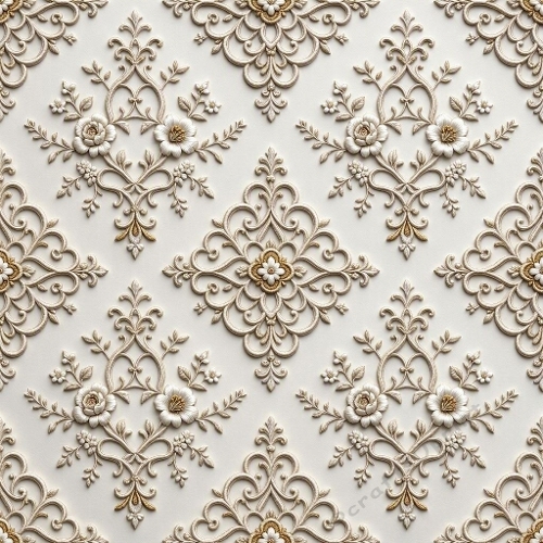 Seamless Luxury Embossed Floral Arabesque Pattern – Elegant French Couture Design 