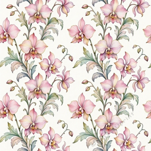 Seamless Watercolor Floral Pattern with Pink & Cream Blossoms – Elegant Botanical Design 