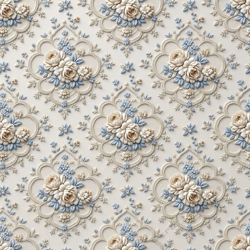 Seamless Floral Lace Pattern with Antique Roses & Peonies – Aristocratic European Elegance