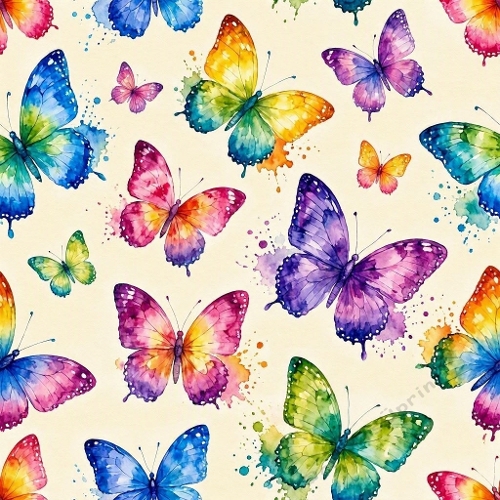 Watercolor Butterfly Pattern – 1024×1024 Vibrant Nature Illustration