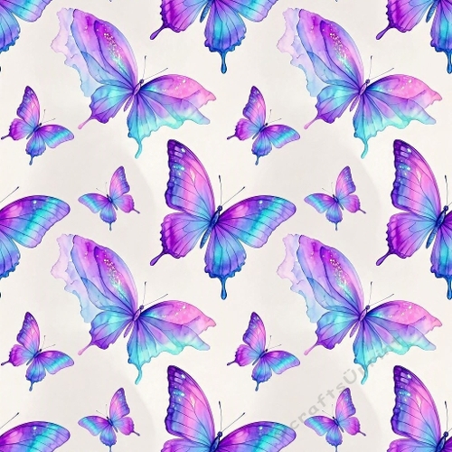 Purple‑Blue Watercolor Butterflies – 1024×1024 Soft Pastel Pattern