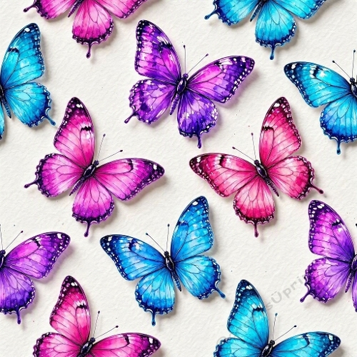 Vibrant Pink & Blue Butterfly Seamless Paper