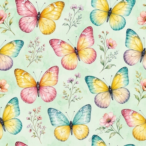 Spring Floral Butterfly Seamless Paper
