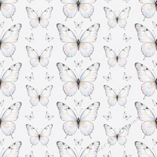 White Iridescent Butterfly Seamless Paper