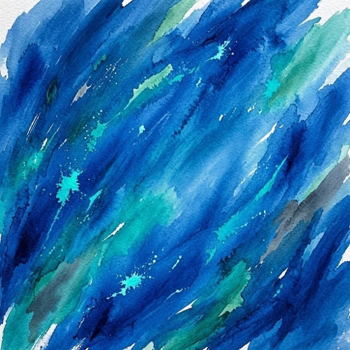 Abstract Ocean Blue Watercolor Paper
