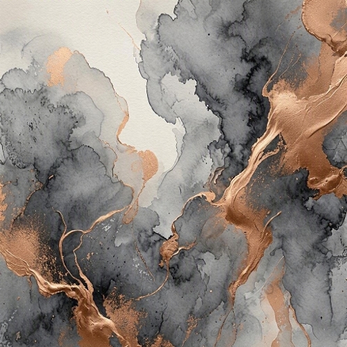 Rose Gold & Charcoal Marble Paper