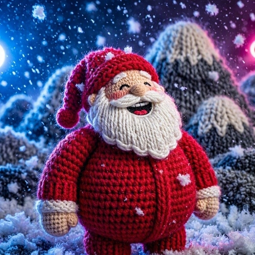 Cute Crochet Laughing Santa Christmas Paper