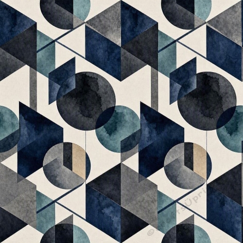 Sophisticated Masculine Watercolor Geometric Pattern – Navy, Charcoal & Teal Contemporary Seamless Design 