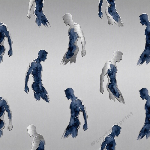 Male Silhouette Metallic Seamless Paper