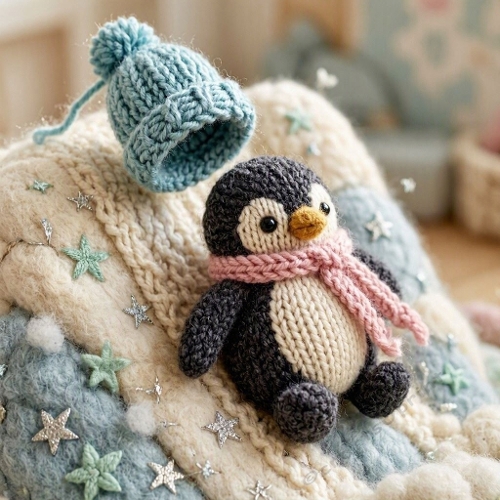 Wool Penguin Slide Chaos – Fluffy Yarn Penguin, Flying Hat & Plush Snow Hill