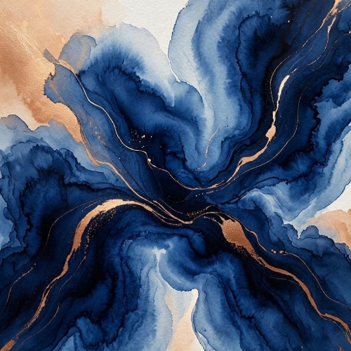 Navy Blue & Gold Alcohol Ink Paper