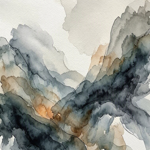 Charcoal & Gold Abstract Mountain Paper