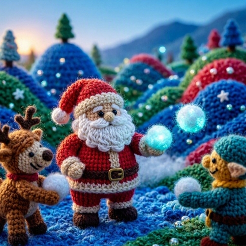 Crochet Santa & Reindeer Christmas Paper