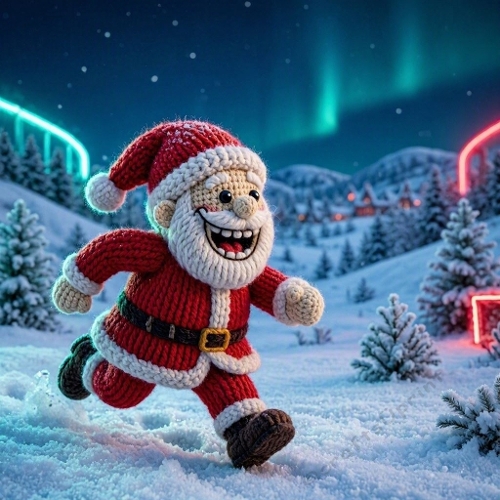 Running Crochet Santa Christmas Paper