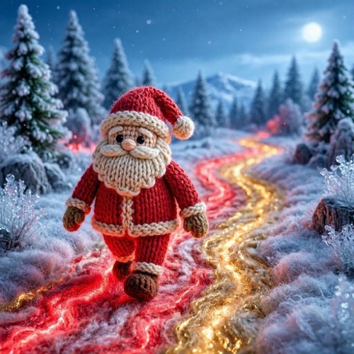 Crochet Santa Snowy Forest Paper