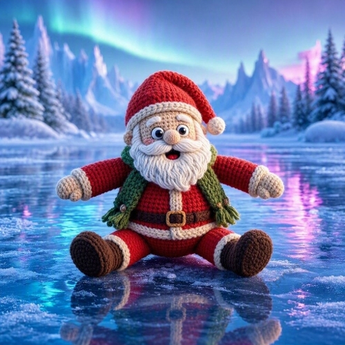 Crochet Santa Ice Lake Christmas Paper