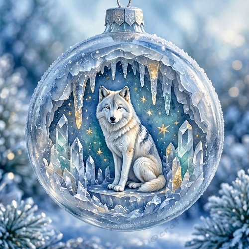 White Wolf Bauble Crystal Cave Paper
