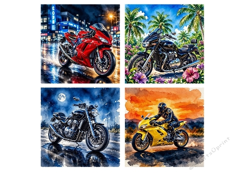 Motorcycle Scenes Craft Paper Kit