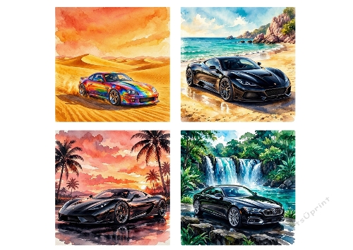 Sports Car Landscapes Craft Paper Kit