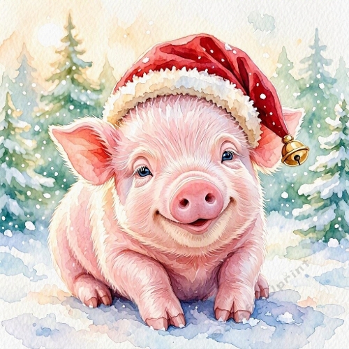 Christmas Piglet Santa Hat Craft Paper
