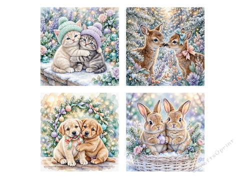 Winter Animal Pairs Craft Paper Kit