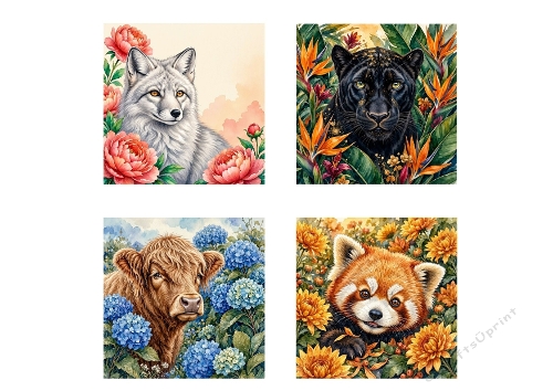 Wild Animals Floral Craft Paper Kit