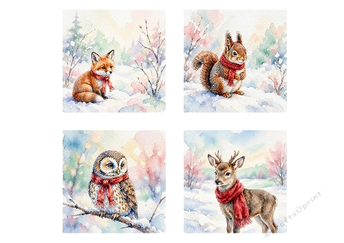 Pastel Winter Animals Craft Paper Kit