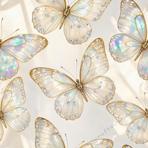 Iridescent Gold Butterfly Seamless Craft Paper