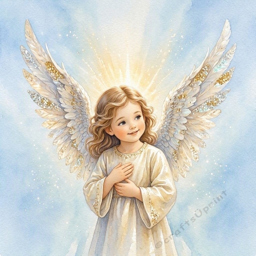Golden Winged Little Angel Craft Paper