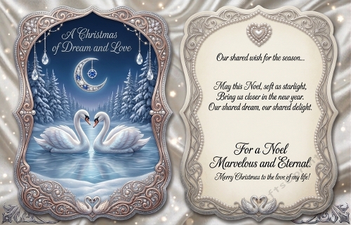 Romantic Christmas Swan Card –   Elegant Holiday Design