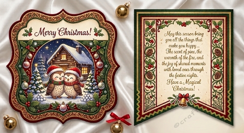 Christmas Owl Cabin Card 