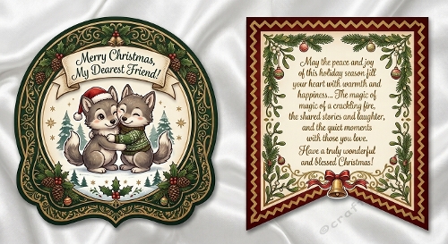 Christmas Wolf Friends Card