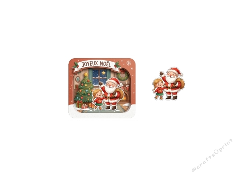 Mini 3D Christmas Card – Santa & Child Festive Tree Scene